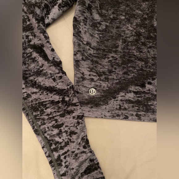 lululemon athletica Tops - LuLuLemon Crushed Velvet Black Long Sleeve All Aligned Cropped Mock Neck Top!